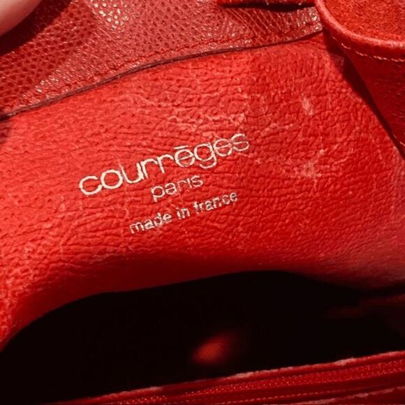 Authentic Vintage Courreges Red Suede Leather Draw String Bucket Bag Purse - Picture 14 of 16